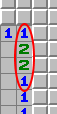 Eksempel 1 for 1-2-2-1-mønsteret, merket
